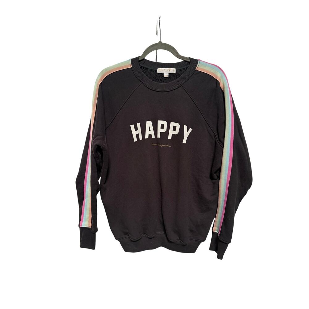 Spirtual Gangster Womens Sweatshirt Size Small Dark Gray Rainbow Stripe